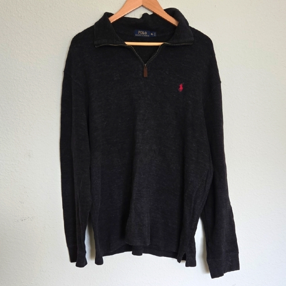 Polo by Ralph Lauren Men's Dark Gray Mock Neck Quarter Zip Sweater Size XL